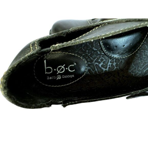 b.o.c. Born Concept 8M Black Leather Round Toe Cross-Over Front Slip-On Shoes - Picture 5 of 9